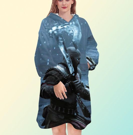 God of War Ragnarok Blanket Hoodie Oversized Fleece Sweatshirt