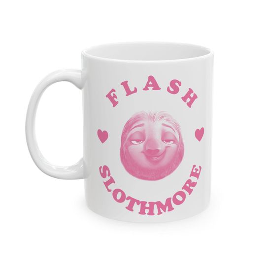 Discover Flash Slothmore Pink Heart Ceramic Mug, (11oz, 15oz), Flash Slothmore Zootopia mug