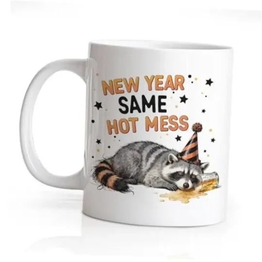 New Year Same Hot Mess Double-Sided Ceramic Mug, Happy 2026 New Year