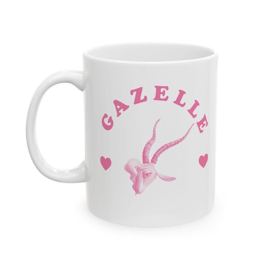 Gazelle Pink Heart Ceramic Mug, (11oz, 15oz), Gazelle Pop Star Zootopia mug