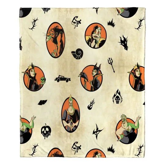 Discover Disney Villains Villainous Pattern Disneyland Fleece Blanket