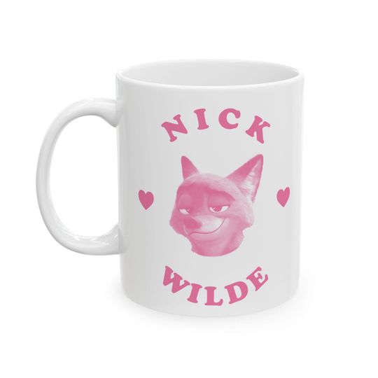 Discover Nick Wilde Pink Heart Ceramic Mug, (11oz, 15oz), Nick Wilde Zootopia mug