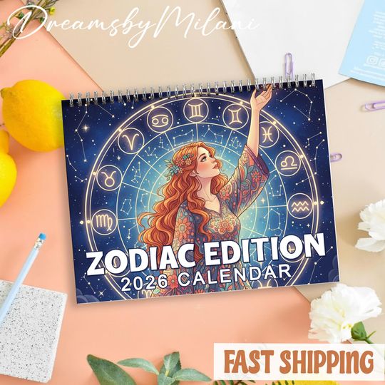 Discover Zodiac Calendar 2026, Zodiac Edition Wall Calendar, Office Decor, Holiday Gifts, Gifts For Her, Zodiac 2026 Calendar