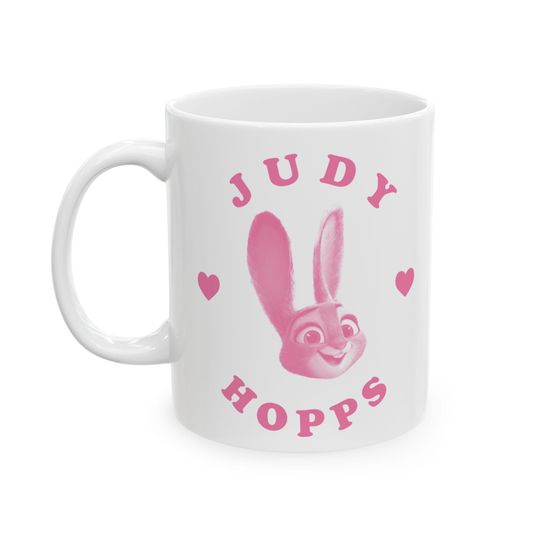 Discover Judy Hopps Pink Heart Ceramic Mug, (11oz, 15oz), Judy Hopps Zootopia mug