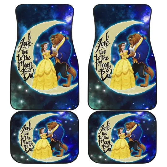 Discover Beauty And The Beast Car Floor Mats Front and Back Cartoon Design Universal Fit