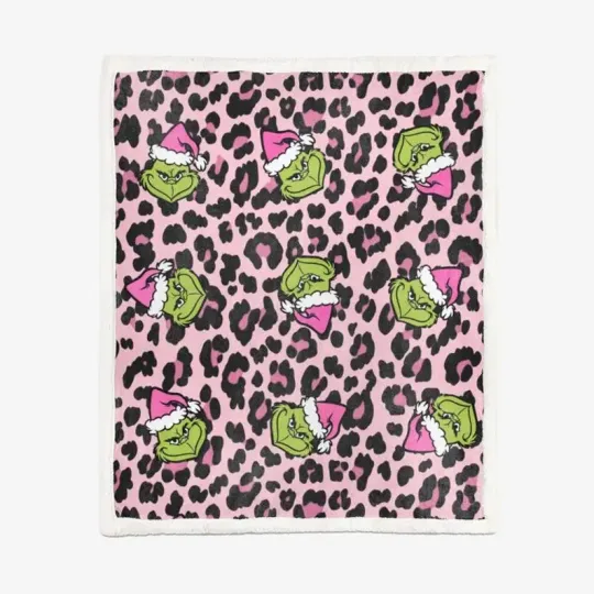 Discover funny character Pink Leopard Pattern Christmas Cozy Fleece Blanket