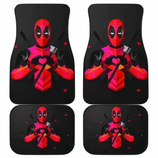 Discover Deadpool Heart Hand Sign In Dark Theme Car Floor Mats Universal Fit 051012