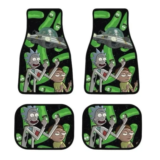 Rick and Rickandmorty Car Floor Mats Front and Back 4 Pieces Universal Fit