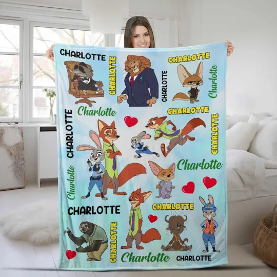 Discover Personalized Disney Zootopia Blanket/Custom Name Fleece Blanket