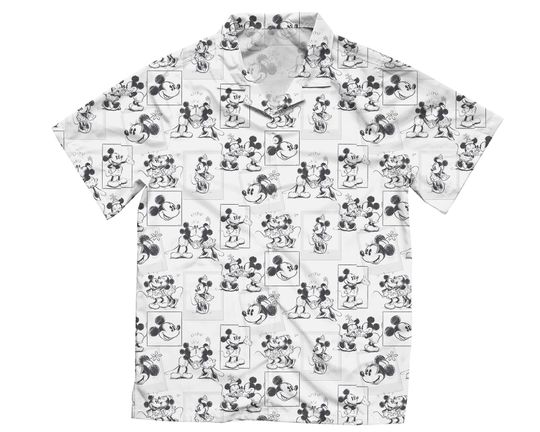 Discover Mickey And Minnie Mouse Sketch Hawaiian Shirt, Disney Couple Portrait Hawaii Shirt, Mickey Minnie Kissing, Disneyland Family Summer Trip