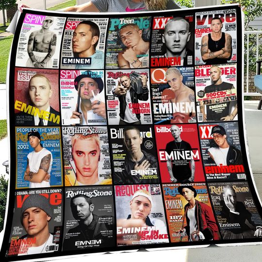 Discover Eminem Magazine Blanket, Rapper Lover Bedding, Christmas Fleece Blanket