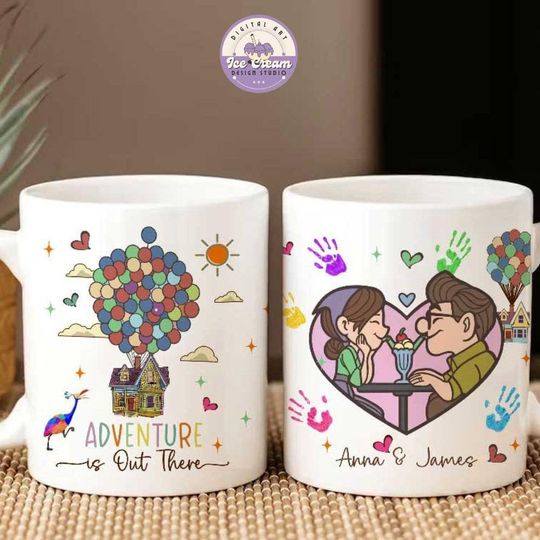 Discover Personalized Adventure is Out There Carl Ellie Couple Disney Up Mug, Up House Balloons His Ellie Her Carl Coffee Cup, Disney Valentine Gifts