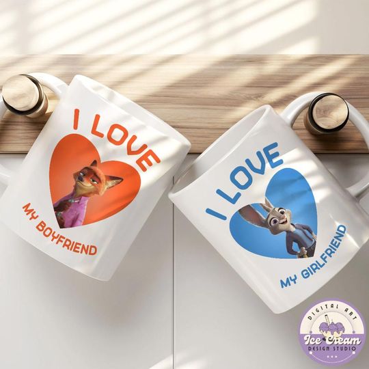 Discover Judy Hopps Nick Wilde Couple Disney Zootopia Mug, Disney Valentine Coffee Cup, Zootopia 2 Movie Nick Judy Love Gift for Girlfriend/Boyfriend
