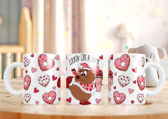 Discover Valentine Cartoon Mouse Character Mug, Romantic Love Coffee Cup, Sweet Heart Day Lookin Like a Snack Drinkware,Adorable Valentines Day  Gift