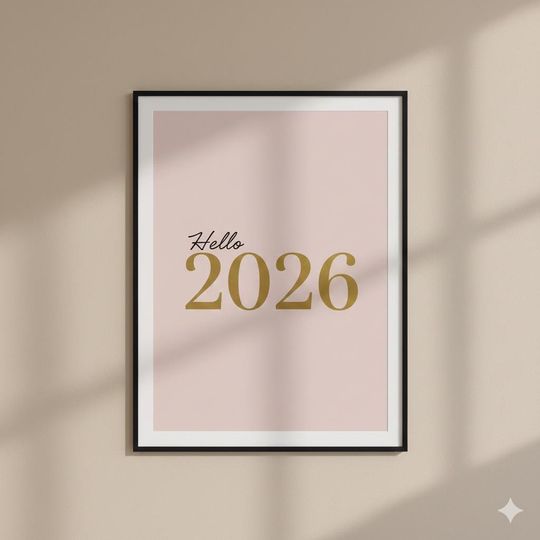 Discover Hello 2026 Printable Poster | New Year Wall Art | Minimal Digital Download