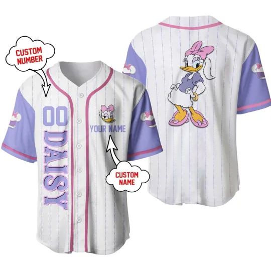 Discover Personalized Daisy Duck Baseball Jersey Unisex Disney Shirt Gift