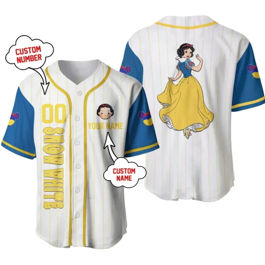 Discover Personalized Snow White Disney Princess Baseball Jersey Unisex Gift