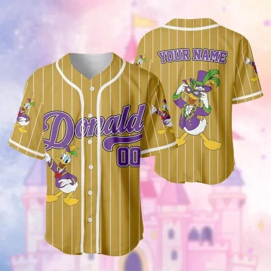 Discover Custom Donald Mardi Gras Baseball Jersey Disney Mickey Friends Family Trip