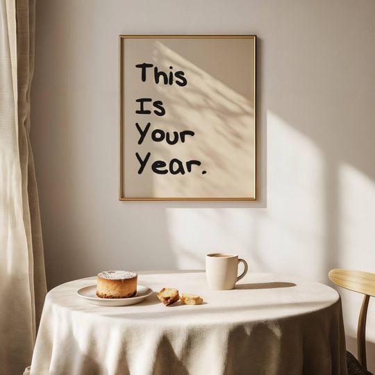 Discover This Is Your Year Printable Wall Art | New Year 2026 Quote Poster | Minimalist Beige Wall Decor | Modern Motivational New Year Print
