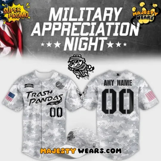 Custom Rocket City Trash Panda Military Appeciation Night Baseball Jersey