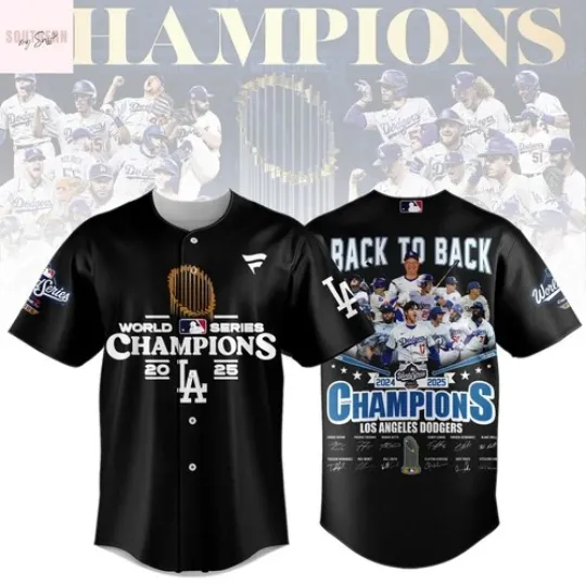 Discover Dodgers World Series Champions Back To Back 2024-2025 Signature Baseball Jersey