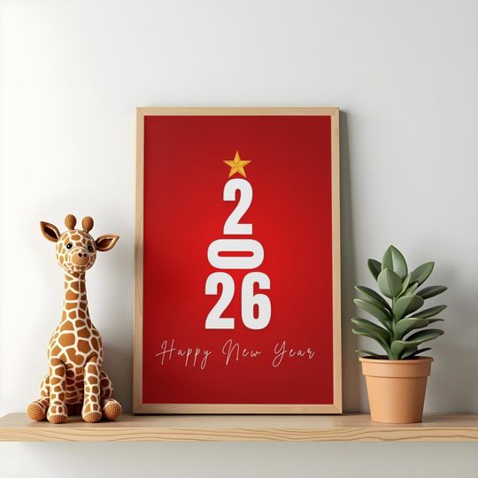 Discover New Year 2026 Digital Wall Art | Printable Holiday Poster | Minimal Decor