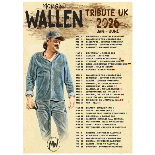 Wallen Western Tribute UK Tour January June 2026 Concert Poster
