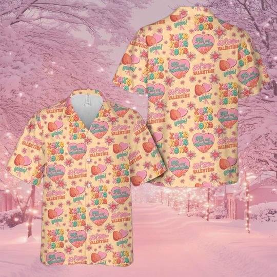 Discover Valentines Day Hawaiian Shirt, Retro XOXO Valentine Button Down Shirt, Cute Love Aloha Shirt, Couples Valentine Gift, Pink Valentine Shirt