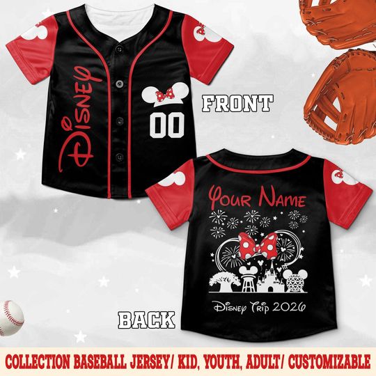 Discover Custom Disney Baseball Jersey Team Disneyland, Kid Youth Adult Disney Shirt, Disneyworld Trip Outfit, Gift for Disney Fans