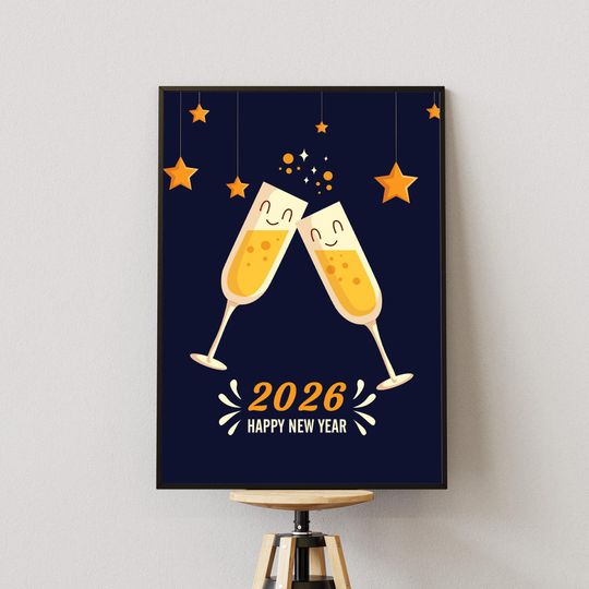 Discover 2026 New Year's Eve Decor Printable Poster, Celebration Decoration Instant Download, Wall Art Print