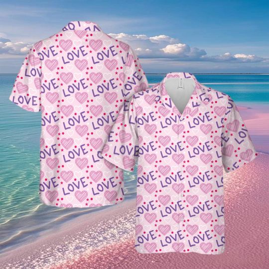 Discover Valentine's Day Love Hawaiian Shirt, Heart and Love Print Aloha Shirt, Red and Pink Valentine's Shirt for Men & Women, S-5XL