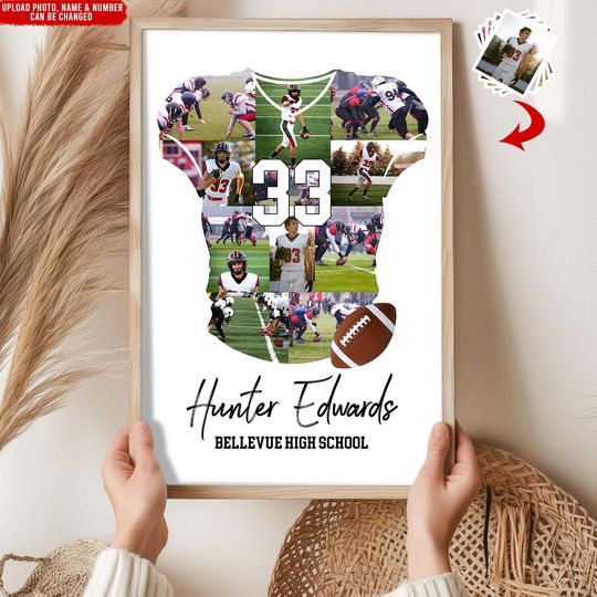 Discover Football Senior Custom Photo - Customizable Senior Football Poster, Home Decor,Game Night Sports Team Poster,Senior Night Gift,Keepsake Gift