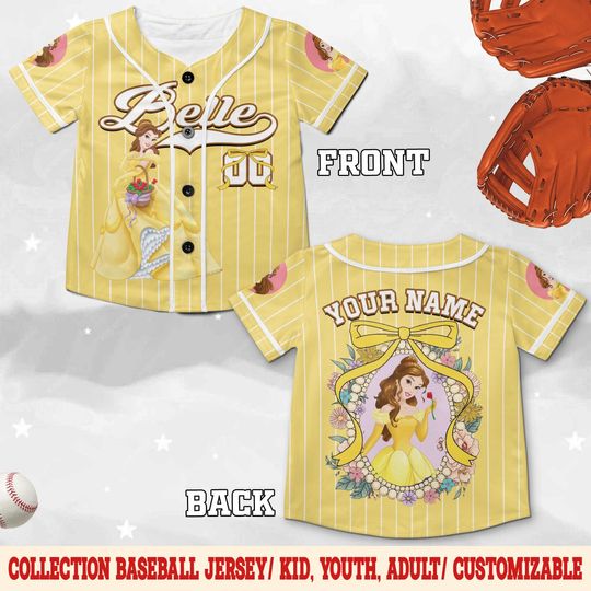 Discover Personalized Belle Baseball Jersey , Youth, Adult Baseball Jersey, Disney Princess Baseball Jersey Outfits