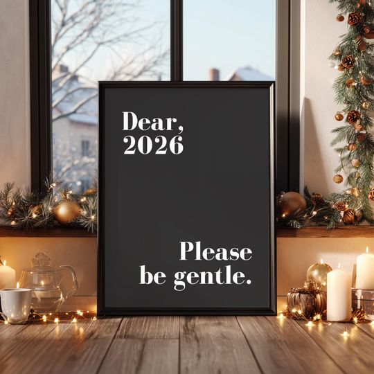 Discover Dear 2026 Printable Wall Art, Minimalist Typography Print, Modern New Year Quote Poster, New Years Eve Decor, 2026 Poster Instant Download