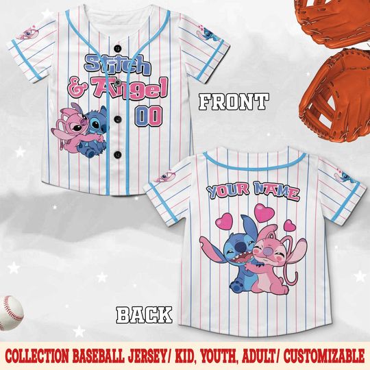Discover Personalized Disney Lilo and Stitch Stitch Baseball Jersey, Custom Disney Kid Youth Adult Jersey, Stitch Baseball Jersey
