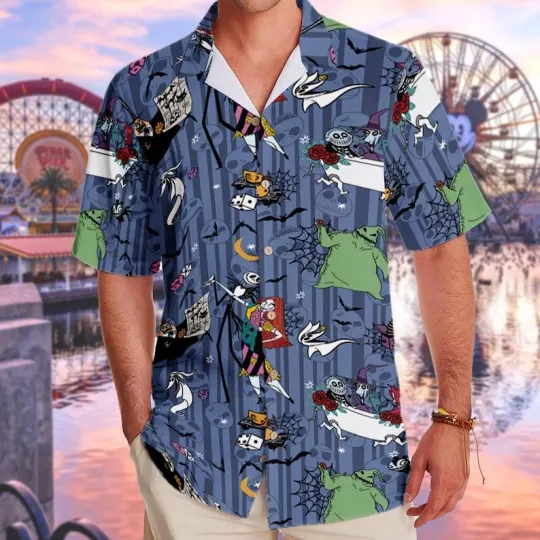 Discover Vintage Nightmare Before Christmas Characters Gothic Valentine Hawaiian Shirt