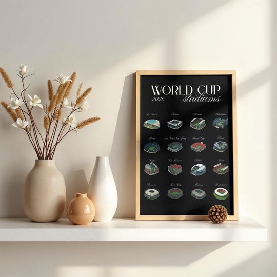 Discover World Cup 2026 Stadiums Poster | USA Canada Mexico 2026 (Black)