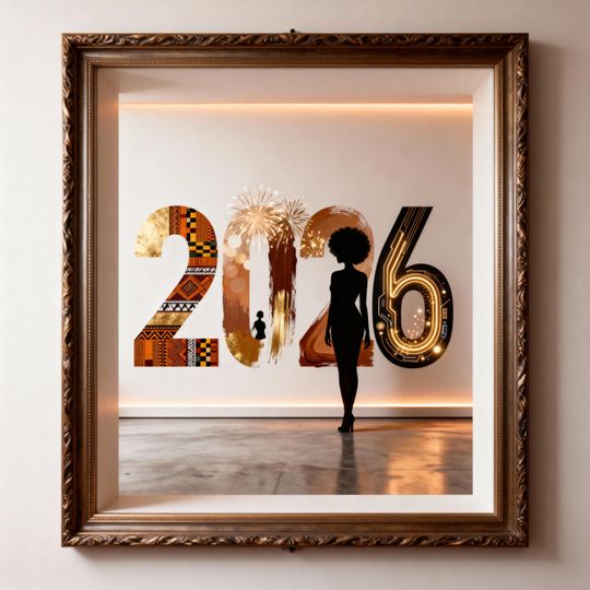 Discover Afrocentric 2026 New Year Art Print | Black Woman Silhouette (Digital Download)