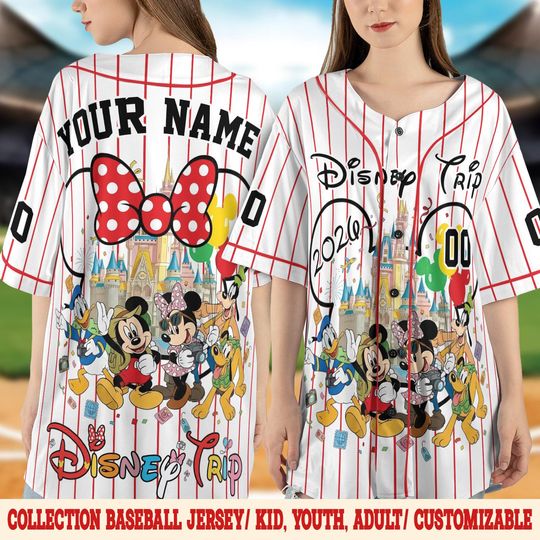 Discover Custom Disneyland Trip Baseball Jersey Team Matching, Personalized Disney Castle Shirt, Disney Jersey, Gift for Kids D2N307