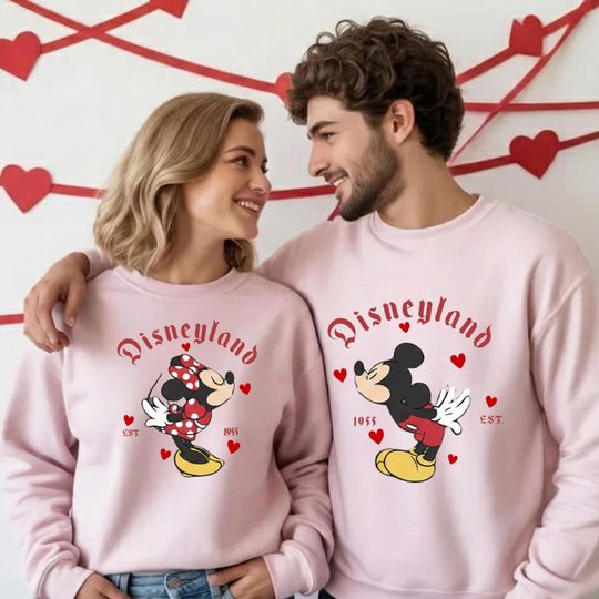 Discover Custom Lover Mickey and Minnie Sweatshirt, Valentine Gift Hoodie, Disney Couple Disney Matching Sweater, Disney Lover Valentines Day Sweater