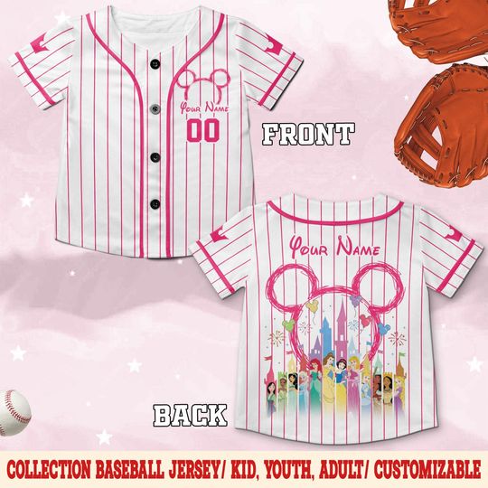 Discover Princess Baseball Jersey, Custom Princess Baseball Team Shirt, Magic Kingdom Princess Mickey Eras Girls Trip Birthday Outfit C1NL07