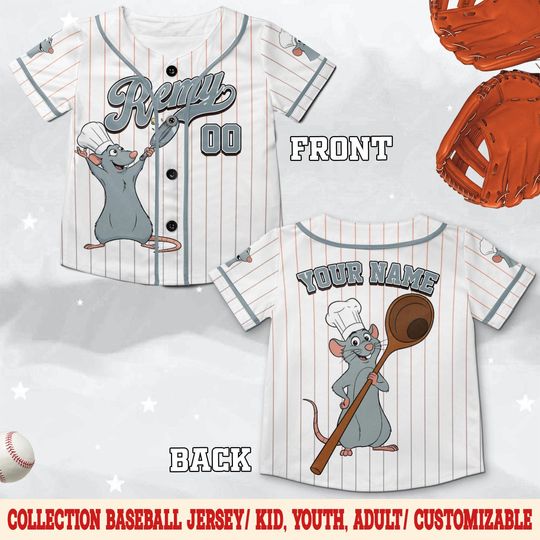 Discover Custom Remy Ratatouille Baseball Jersey, Personalized Disney Ratatouille Jersey, Disneyland Team Outfit, Birthday Gift for Fans C1NL08