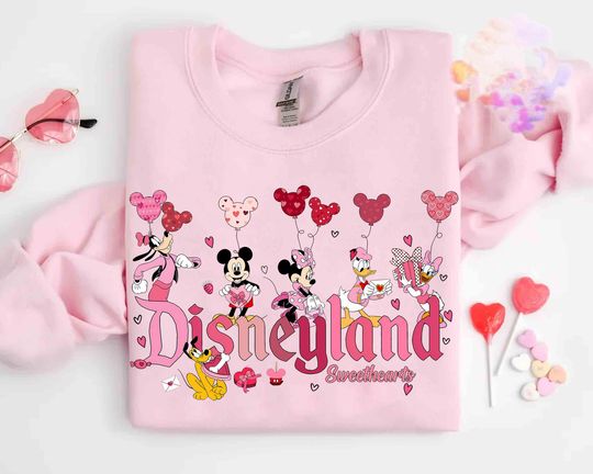 Discover Disneyland Sweethearts Sweatshirt, Disneyland Valentines Sweater, Mickey And Friends Valentine Shirt, Mickey Minnie Valentine's Day Gifts