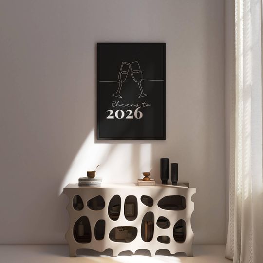 Discover Cheers to 2026 Printable Wall Art, New Year's Eve Decoration, Modern 2026 Poster, New Year Poster Instant Download, Printable 2026 Wall Art