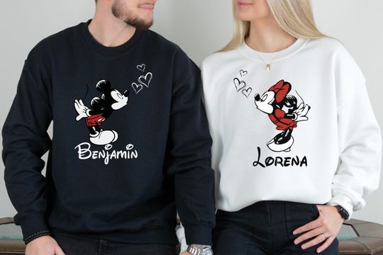 Discover Custom Lover Mickey and Minnie Sweatshirt, Valentine Gift Hoodie, Disney Couple Disney Matching Sweater, Disney Lover Valentines Day Sweater