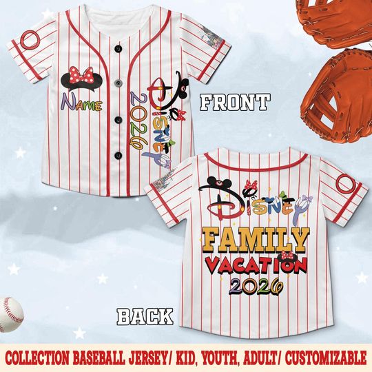 Discover Personalize Disney Family Vacation 2026 Baseball Jersey, Disney Family Matching Shirts, Mickey Minni Shirt, Disney Trip 2026
