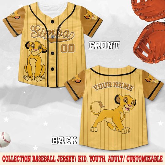 Discover Personalize Disney The Lion King Simba Jersey, Disneyland Baseball Team Jersey, The Lion King Jersey, Birthday Gift For Fan Disney