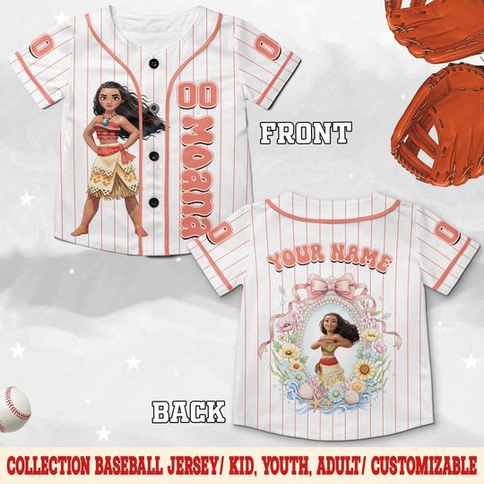 Discover Disney Moana Princess Coquette Jersey, Disney Moana Jersey, Disney All Princesses Characters Shirt, Disneyland Trip Matching Shirt