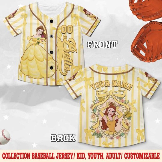 Discover Personalized Belle Baseball Jersey , Youth, Adult Baseball Jersey, Disney Princess Baseball Jersey Outfits