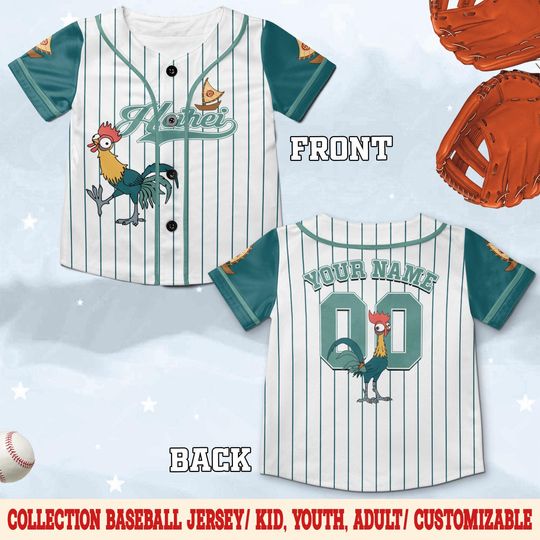 Discover Custom Disney Heihei Moana Jersey, Custom Name Disney Jersey, Disney Princess Matching Outfit Gift For Baseball Fan